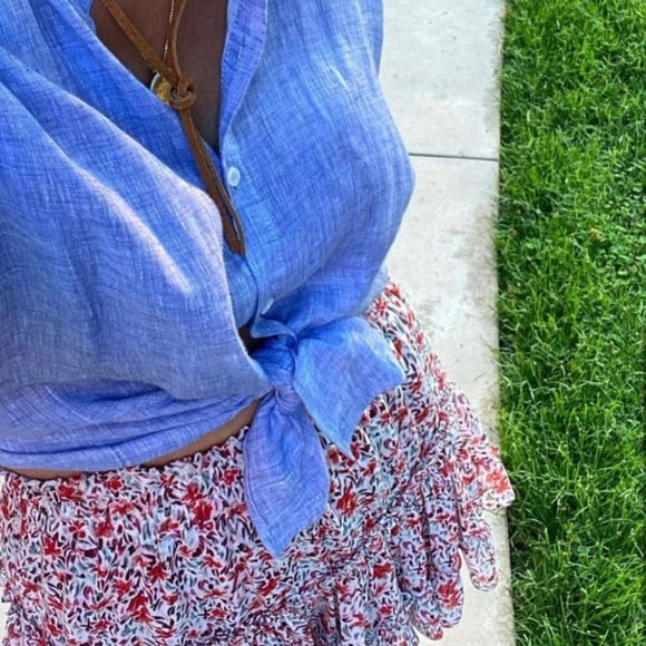 Misa Los Angeles Red Floral Ruffle Marion Mini Skirt size M - Picture 4 of 8